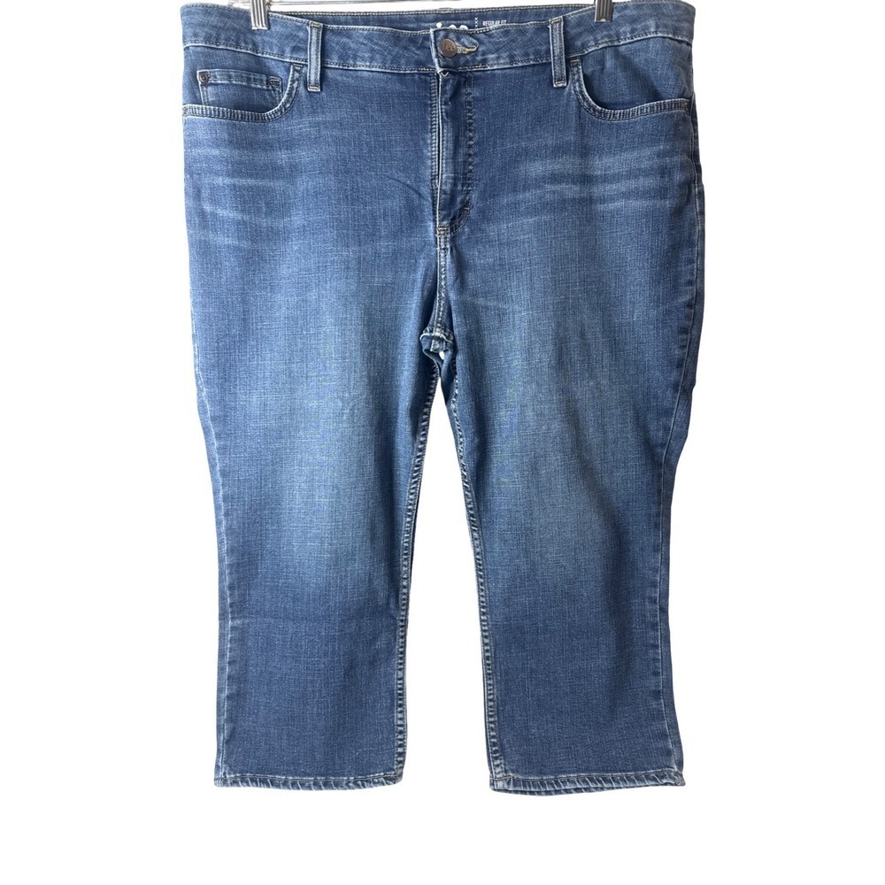 Lee Regular Fit Capri Jeans Womens 20M Blue Mid Rise Stretch Denim Cropped Pants